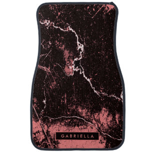 Black & Pink Abstract Car Floor Mat