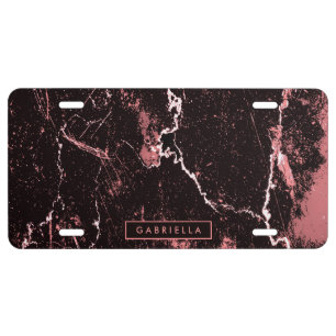 Black & Pink Abstract License Plate