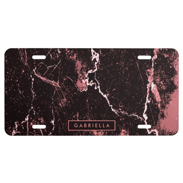 Black & Pink Abstract License Plate (Front)