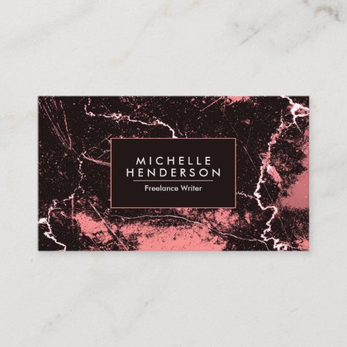 Black  Pink Abstract Marble Business Card