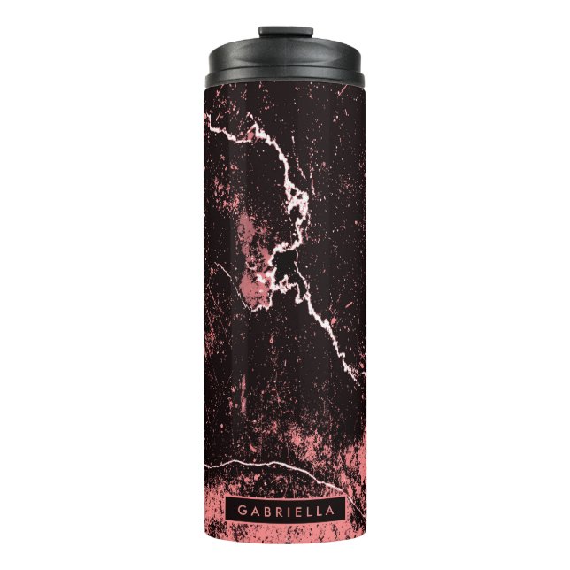 Black & Pink Abstract Thermal Tumbler (Front)