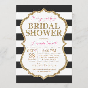 Black Pink and Gold Bridal Shower Invitation