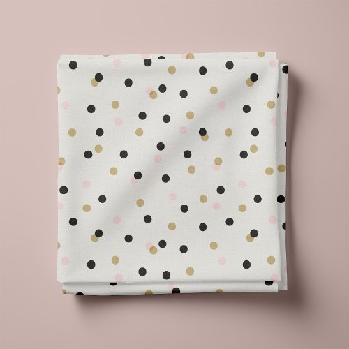 Black Pink and Gold Confetti Dots Fabric