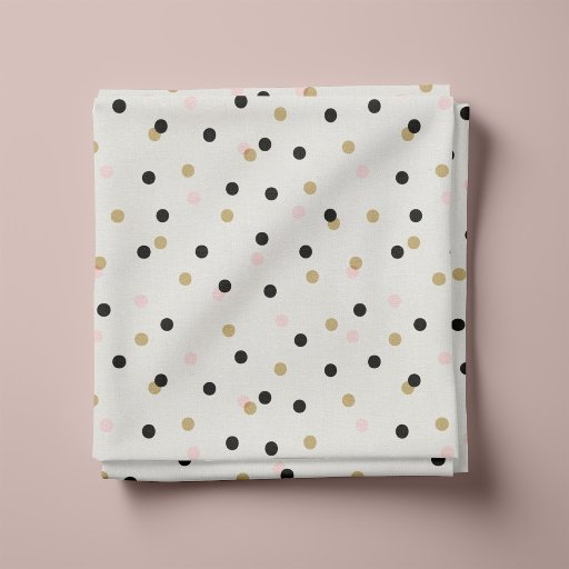 Black Pink and Gold Confetti Dots Fabric