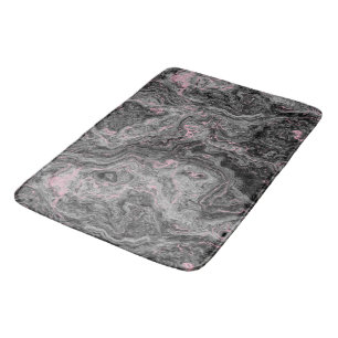 Black, Pink and Gray Marble abstract Bath Mat