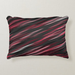 Black pink and gray streaks accent pillow