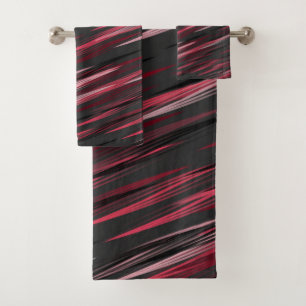 Black pink and gray streaks bath towel set