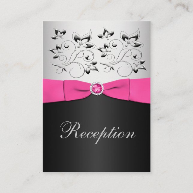 Black, Pink, and Silver Reception Enclosure Card (Front)