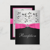 Black, Pink, and Silver Reception Enclosure Card (Front/Back)