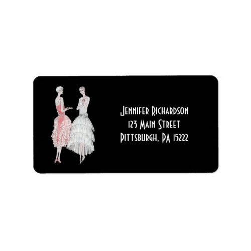 Black Pink and White Flapper Style Label