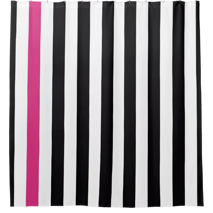 Black Pink And White Stripes Shower Curtain