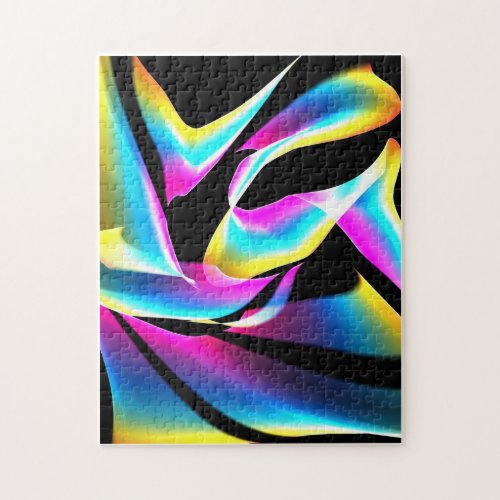 Black pink and yellow abstract jigsaw puzzle