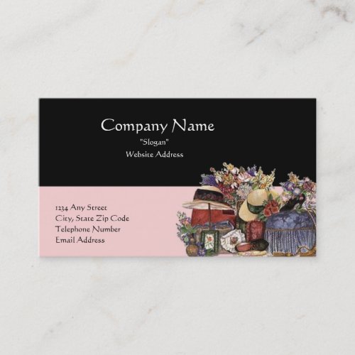 Black &amp; Pink Antique/Vintage Design Business Card