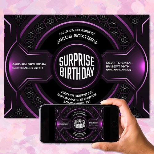 Black Pink Any Age Surprise Birthday Party Invitation