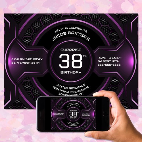 Black Pink Any Age Surprise Birthday Party Invitation