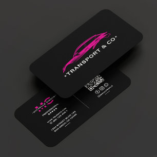 Black Pink Auto Car Driver Chauffeur Retro Modern Business Card