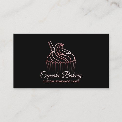 Black Pink bakery pastry chef Cupcake Business Card
