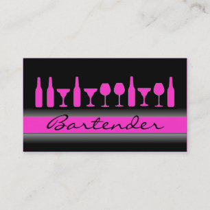 Black pink bartender drinks business card