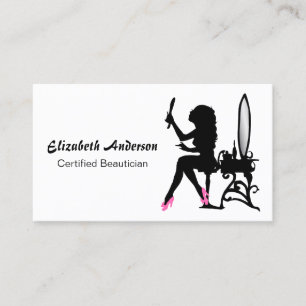 Black Pink Beautician Salon Business Card