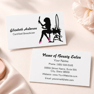 Black Pink Beautician Salon Business Card