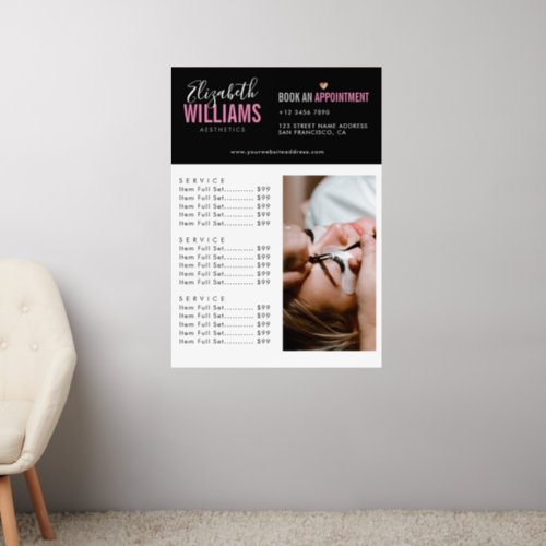 Black Pink Beauty Salon List of Services Wall Decal