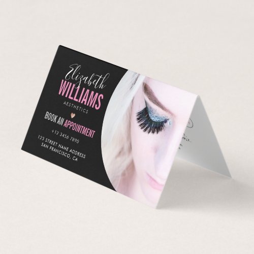 Black Pink Beauty Salon with Photo TC Loyalty and Business Card
