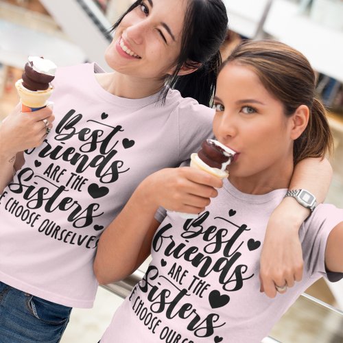 Black Pink Best Friends Saying Trendy Typography T_Shirt