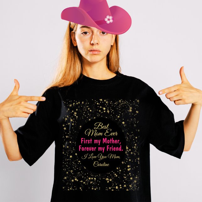 Black Pink Best Mom Ever Modern Mothers Day Kids T-Shirt (Creator Uploaded)