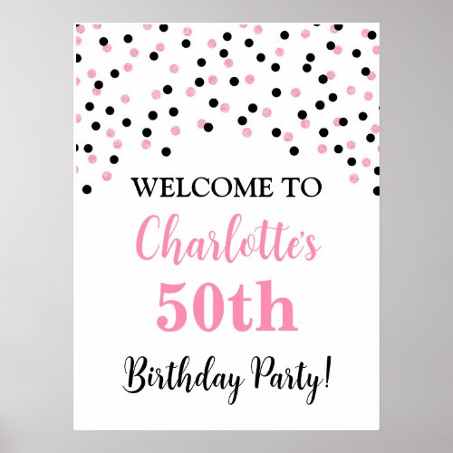 Black Pink Birthday Party Custom 18x24 Poster
