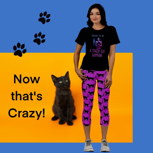 Black Pink Blue Customized Crazy Cat Woman Tri-Blend Shirt (Are you a crazy cat lady?)