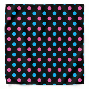 Black Pink Blue Polka Dot Pattern Bandana