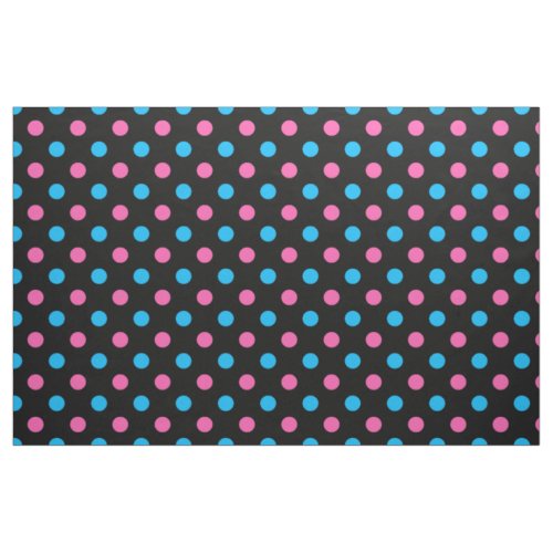 Black Pink Blue Polka Dot Pattern Fabric