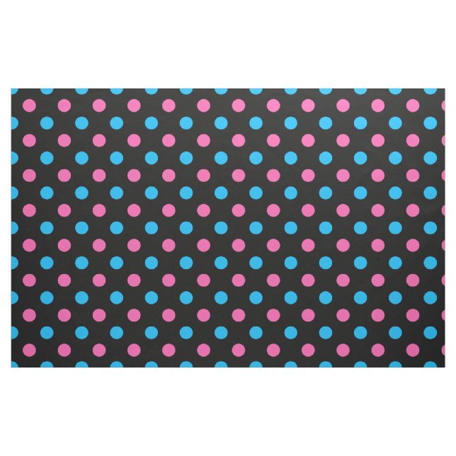 Black Pink Blue Polka Dot Pattern Fabric (Fat Quarter)