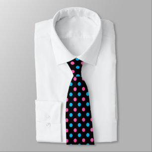 Black Pink Blue Polka Dot Pattern Neck Tie