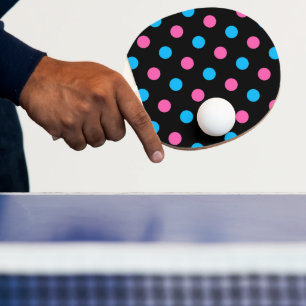 Black Pink Blue Polka Dot Pattern Ping Pong Paddle