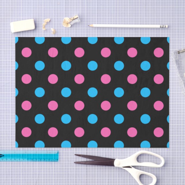 Black Pink Blue Polka Dot Pattern Tissue Paper (Craft)