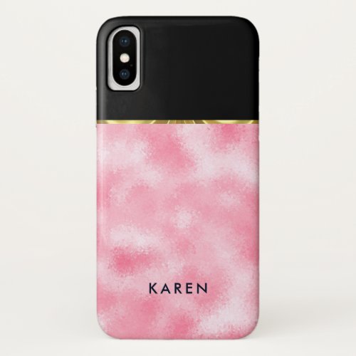 Black  Pink Bokeh Glitter Geometric Design iPhone X Case