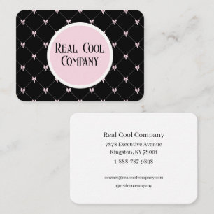 Black & Pink Bow Monogram Business Card