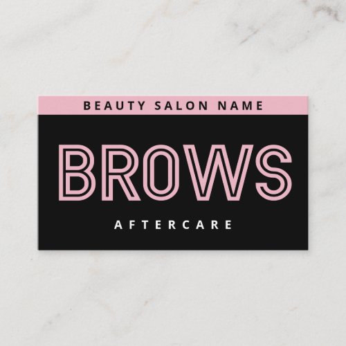 Black Pink Brows Aftercare PMU Brow Instructions B Business Card