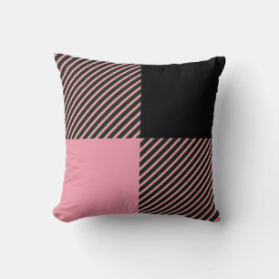 Black Pink Buffalo Plaid Pattern Throw Pillow