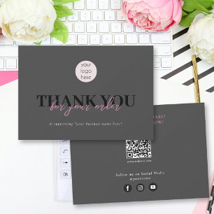 Black Pink Business Thank You Logo Social Media Card