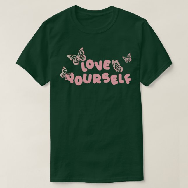 Black pink butterfly love yourself T-Shirt (Design Front)