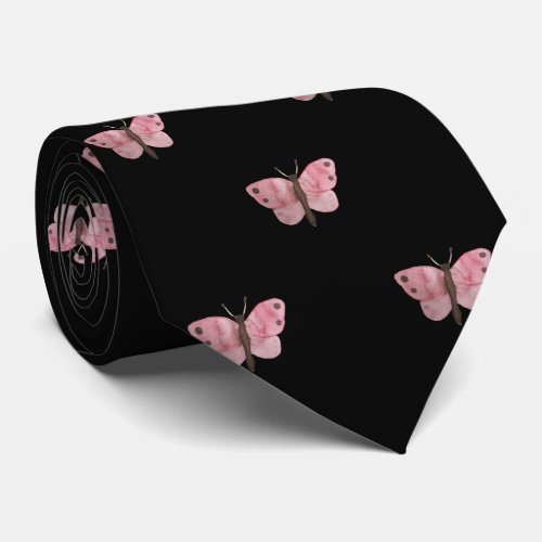 Black Pink Butterfly Wedding Professional Work Neck Tie