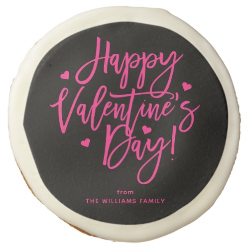 Black Pink Calligraphy Valentines Day Gift Sugar Cookie