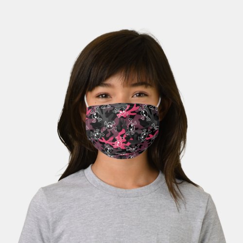 Black  Pink Camouflage Skulls Pattern Kids Cloth Face Mask