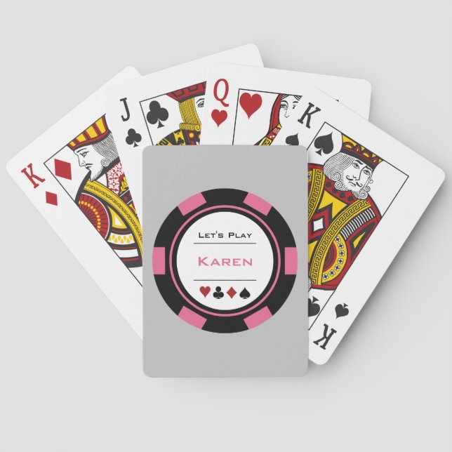 Black Pink Casino Poker Chip Custom Poker Cards (Back)