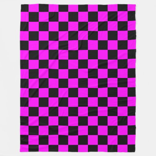 Black  Pink Check Checkered Checkerboard Pattern Fleece Blanket