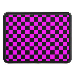 Black + Pink Check Checkered Checkerboard Pattern Hitch Cover