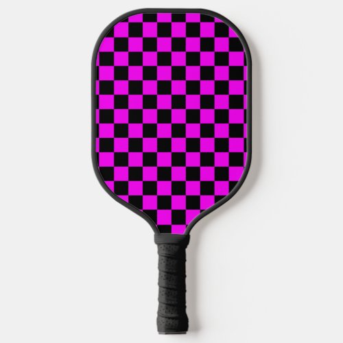 Black  Pink Check Checkered Checkerboard Pattern Pickleball Paddle