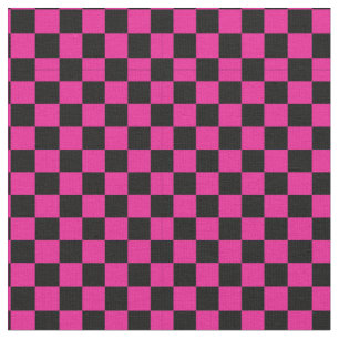 Black & Pink Checker Pattern Fabric